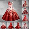 Women's Halloween Zombie Bride Dress with Bloody Print view 4