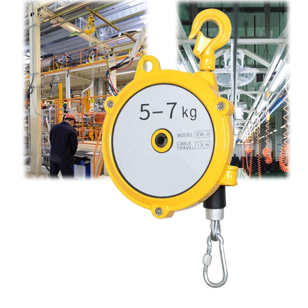 1-Piece Spring Balancer Tool with Retractable Wire Rope and Hook (5–7 kg)