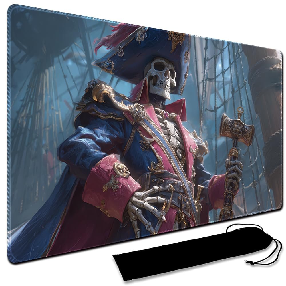 MTG Playmat with Waterproof Storage Bag, Black, 60 x 35 cm, Stitched Edges (No Zone, 3)