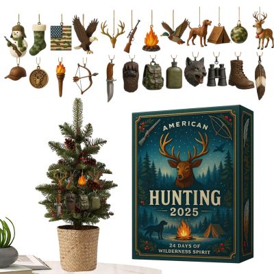 Christmas Hunting Advent Calendar 2025 with 24 Acrylic Ornaments