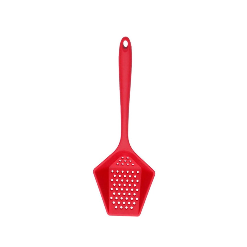 Silicone Ice Scoop Strainer Spoon for Kitchen and Household, Red