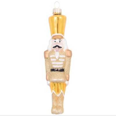 GreenGate Glass Nutcracker Ornament, Gold, Large, 15 cm