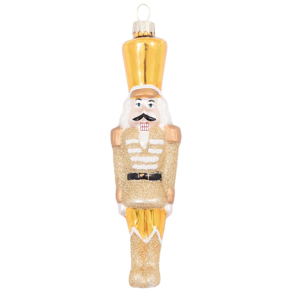 GreenGate Glass Nutcracker Ornament, Gold, Large, 15 cm