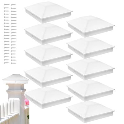 Post Caps 10 x 10 cm, 10-Piece Set, White, UV-Resistant