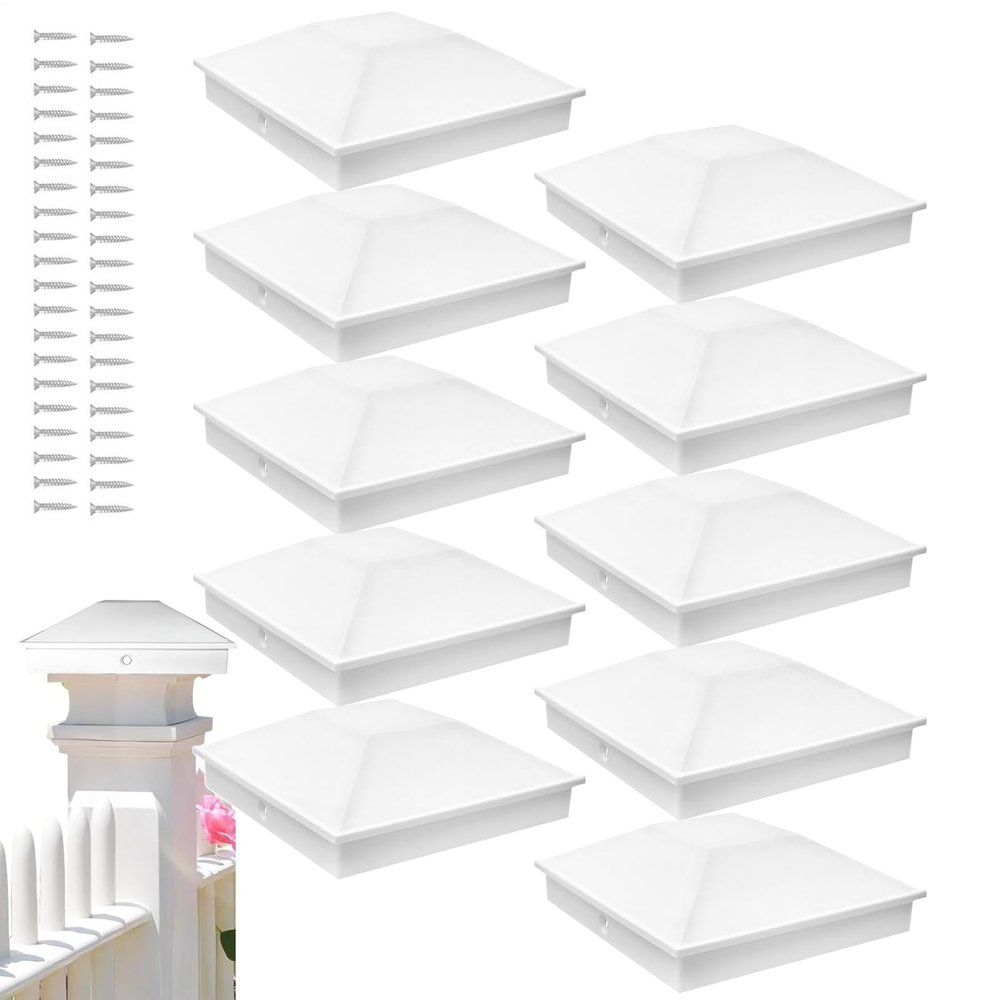 Post Caps 10 x 10 cm, 10-Piece Set, White, UV-Resistant