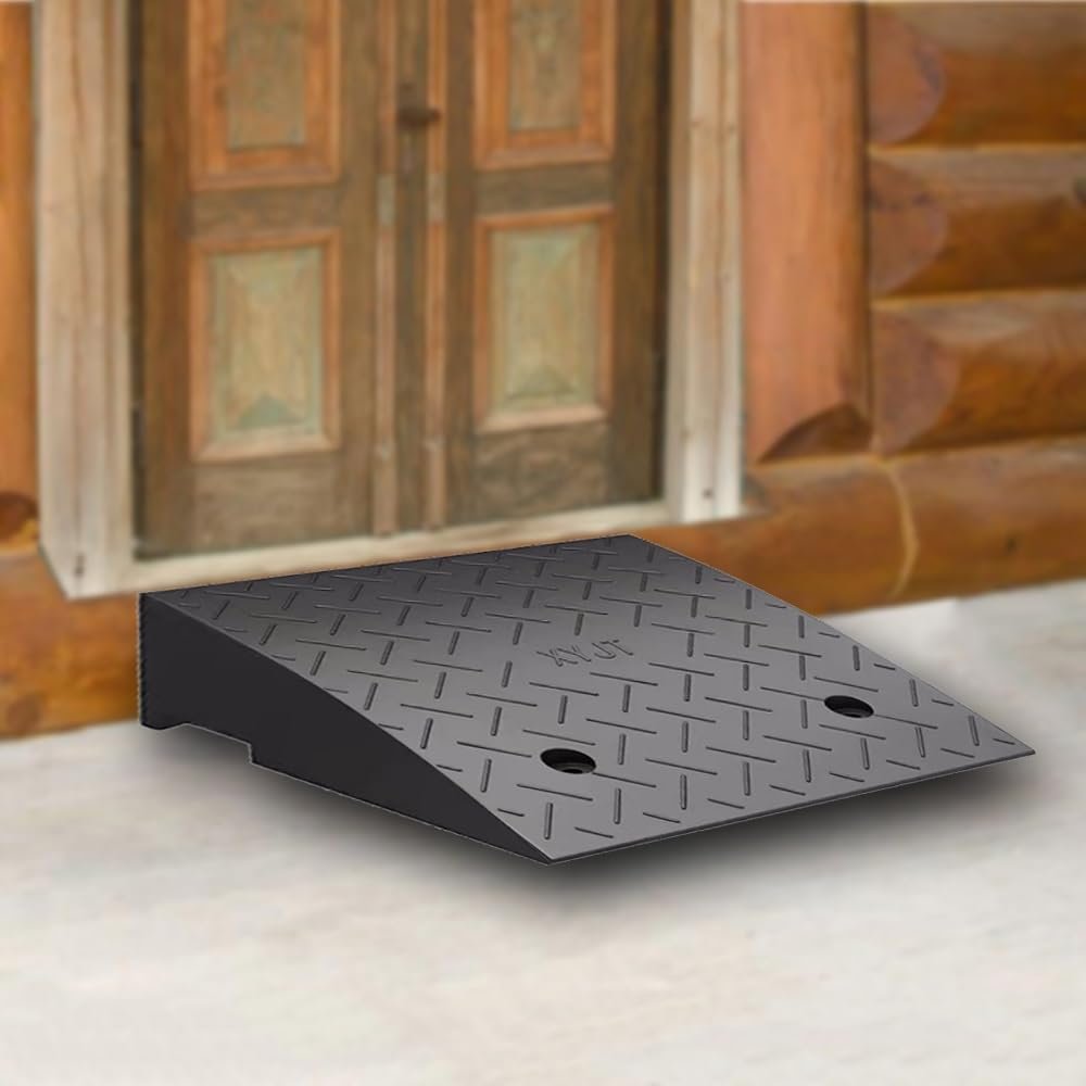 UZAMIRLEX Rubber Threshold Ramps, Rubber Curb Ramp, Black, 3.5–5.5 in (H 9 cm/3.5 in)