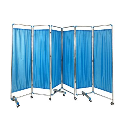 6-Panel Folding Room Divider with Casters, Blue