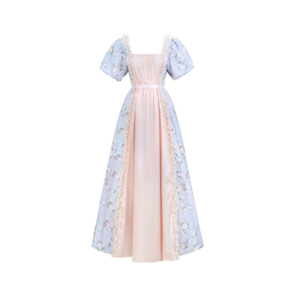 Vhersily 2025 Regency Women's Cotton Dress, Orange Empire Waist Vintage Witch Costume