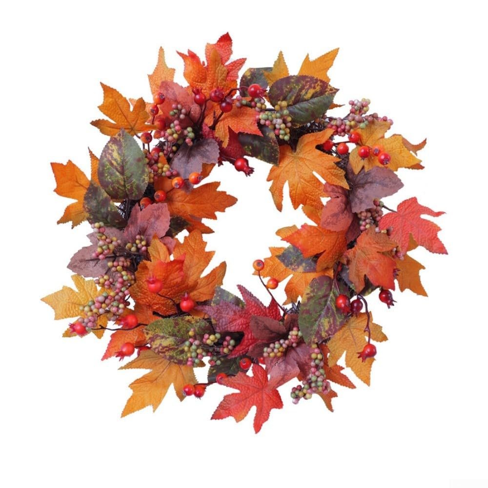50 cm Artificial Fall Wreath with Fall Leaves and Berries