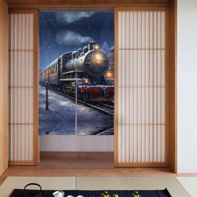 XBKGOHA Winter Christmas Train Curtain Set, 2 Pieces, 34 x 56 in