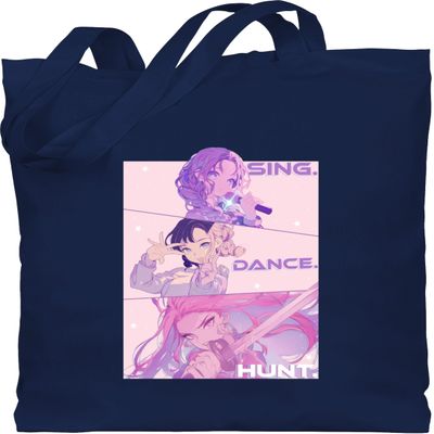 Shirtracer Cotton Tote Bag – Anime – Sing. Dance. Hunt. – K-Pop Merch – One Size – Navy Blue