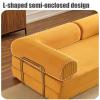 WENMEE Convertible Sofa Bed, 87-Inch Floor Sofa, Modular Futon Couch with Cylindrical Pillow, for Living Room, Bedroom, Lounge (Black, 180 x 100 x 70 cm) view 3
