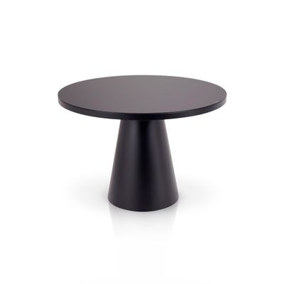 KHG Round Dining Table, 110 cm, Black with Glass Top