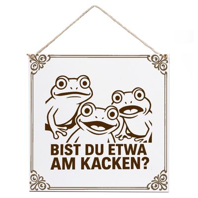 Dekolando Funny Toilet Sign “Are You Pooping? Frog Frogs” 15 × 15 cm (also 20 × 20 cm) | Funny Bathroom Sign | Hanging Door Sign for Toilet & Guest Bathroom