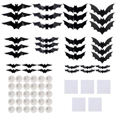 Halloween Bat Stickers, 36-Piece 3D Set with LED Lights