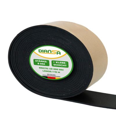 Diansa Self-Adhesive Rubber Strip, 1,000 x 200 mm, 8 mm Thick, Solid Hard Rubber
