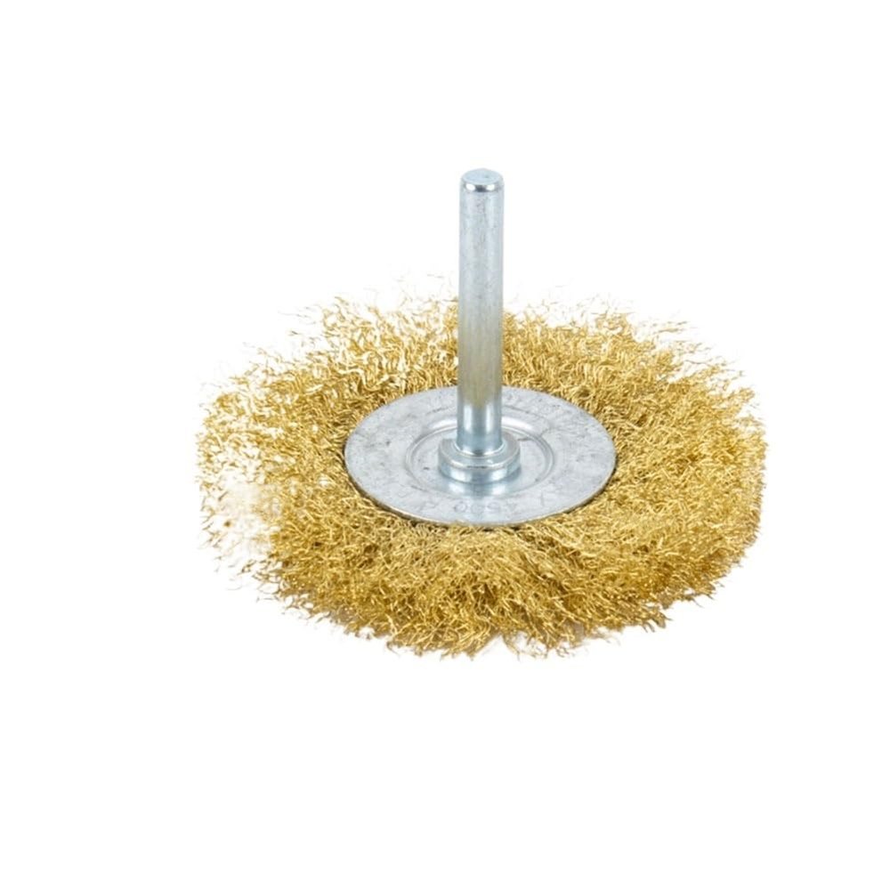 2-Piece Brass Wire Wheel Brush Set, 1/4-Inch Shank, for Deburring