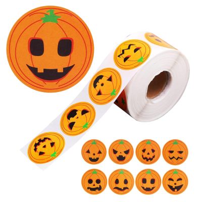 Pumpkin Stickers, 500 Count, Cute Party Stickers with 8 Designs