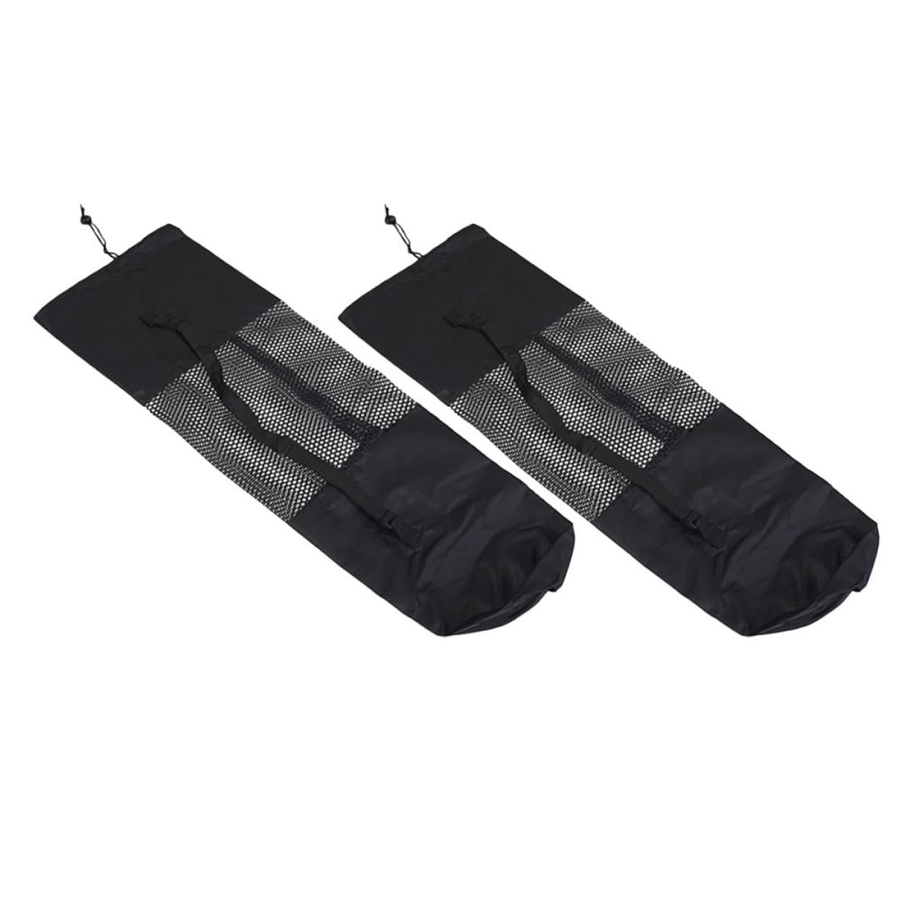 INOOMP Black Yoga Mat Bag, 2-Pack, with Mesh Pockets, Portable