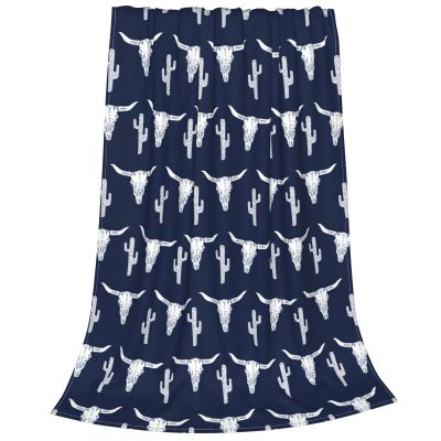 fifbird Flannel Fleece Blanket, Cow and Western Cactus, Cozy, Lightweight, Soft Bedspread