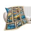 Flannel Fleece Fishing Blanket, Fish Design, Plush Throw view 1
