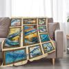 Flannel Fleece Fishing Blanket, Fish Design, Plush Throw view 4