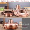 Traditional Copper Hot Pot, Stainless Steel Charcoal Cooker for Shabu Shabu and Soups view 4