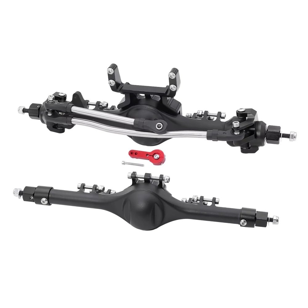 RC Aluminum Front and Rear Axle Set for Axial SCX10 II 90046/90047 1/10 Crawlers, Black