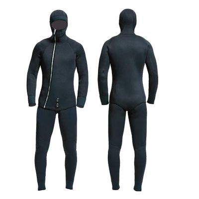7 mm Long-Sleeve Split Wetsuit with Hood, 2-Piece Neoprene Snorkeling Suit for Men (S, 160–165 cm, 47–52 kg)