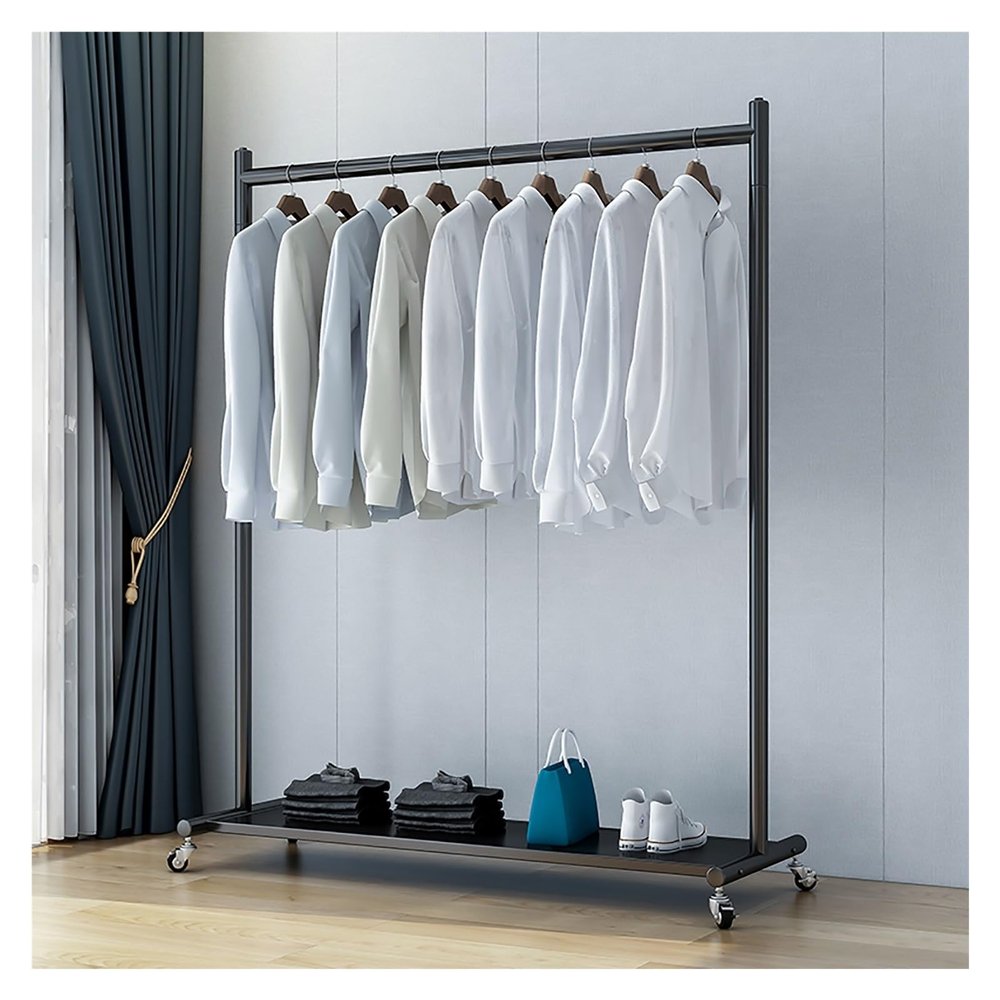 Sturdy Rolling Garment Rack, Black, 120 x 165 x 40 cm