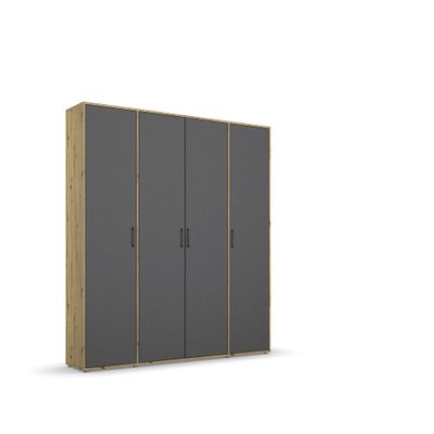 Rauch Möbel Voyager Wardrobe, Metallic Gray/Artisan Oak, 187 cm Wide