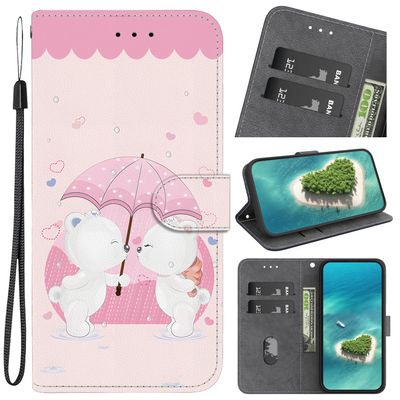 YKTO Flip Case for Huawei Y5 2018 with White Bear Pattern