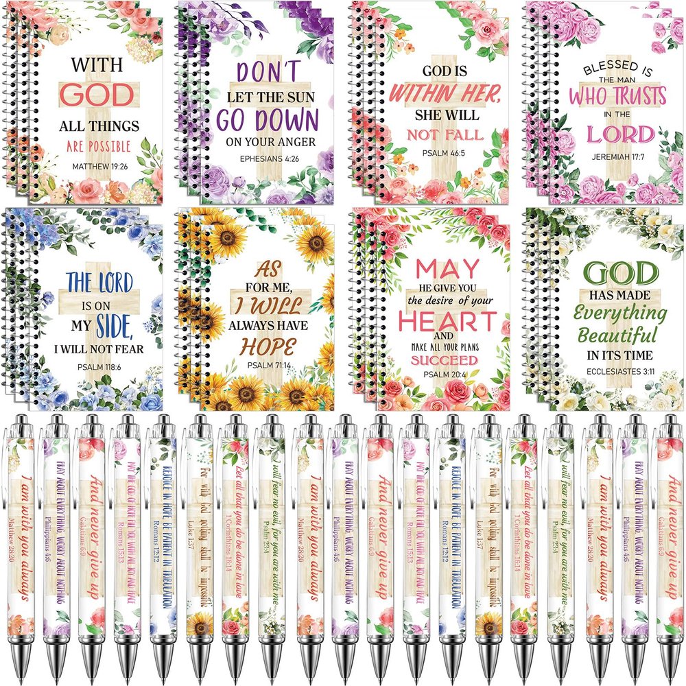 YooNotee Christian Christmas Gift Sets, Religious Spiral Notebooks, Bible Verse Notepads and Pens