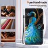 Huawei P20 Flip Case, PU Leather Wallet Cover with Peacock Painting view 2
