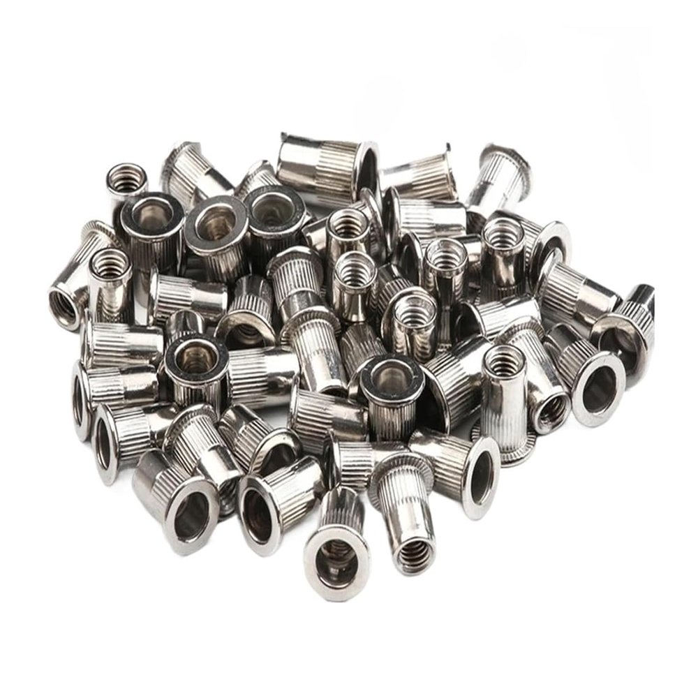 Flat-Head Stainless Steel Threaded Rivet Nuts, M10, 50 Pieces