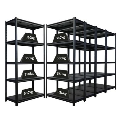 PROREGAL Mega Deal 5-Pack Heavy-Duty Shelving Unit Thorin 180 x 90 x 40 cm, 350 kg per Shelf, Black Steel
