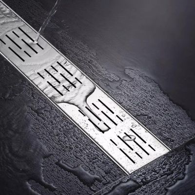 QIYFOZ 304 Stainless Steel Drainage Set for Ditches, with Heavy-Duty Grate and Channel for Yards/Driveways, Monochrome Design (5 x 3 cm / 2 x 1 1/8 in.)