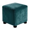 Sourcing Map Square Footstool Slipcover, Stretch Jacquard Cover, Velvet-Look Fabric, Dark Blue, Size L view 1
