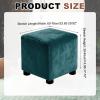 Sourcing Map Square Footstool Slipcover, Stretch Jacquard Cover, Velvet-Look Fabric, Dark Blue, Size L view 2