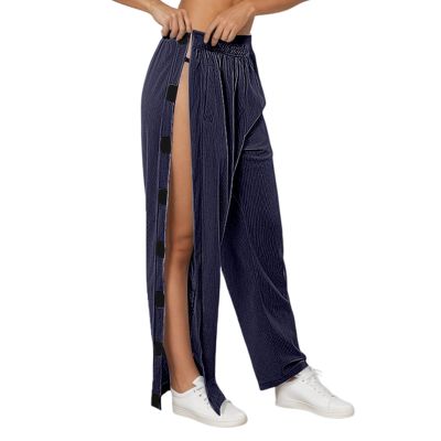 Duohropke Women's Rehab Pants, Tear-Away Side-Slit Patient Pants with Hook-and-Loop Closure