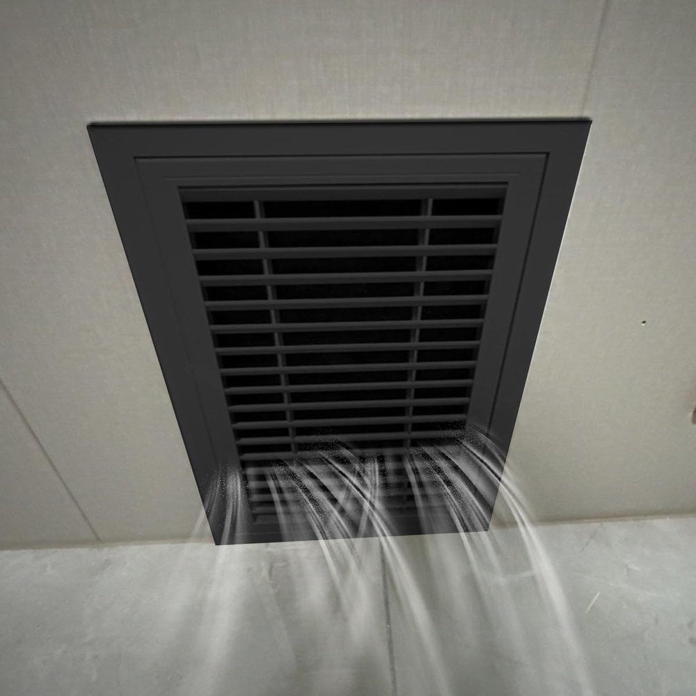 Drywall Inspection Hatch with Filtered Louvers, Push-Latch, Recessed, 70 x 70 cm, Black