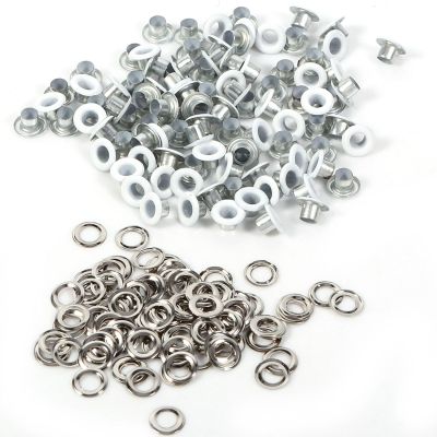Eujgoov 4 mm Metal Eyelets and Washers Kit, White