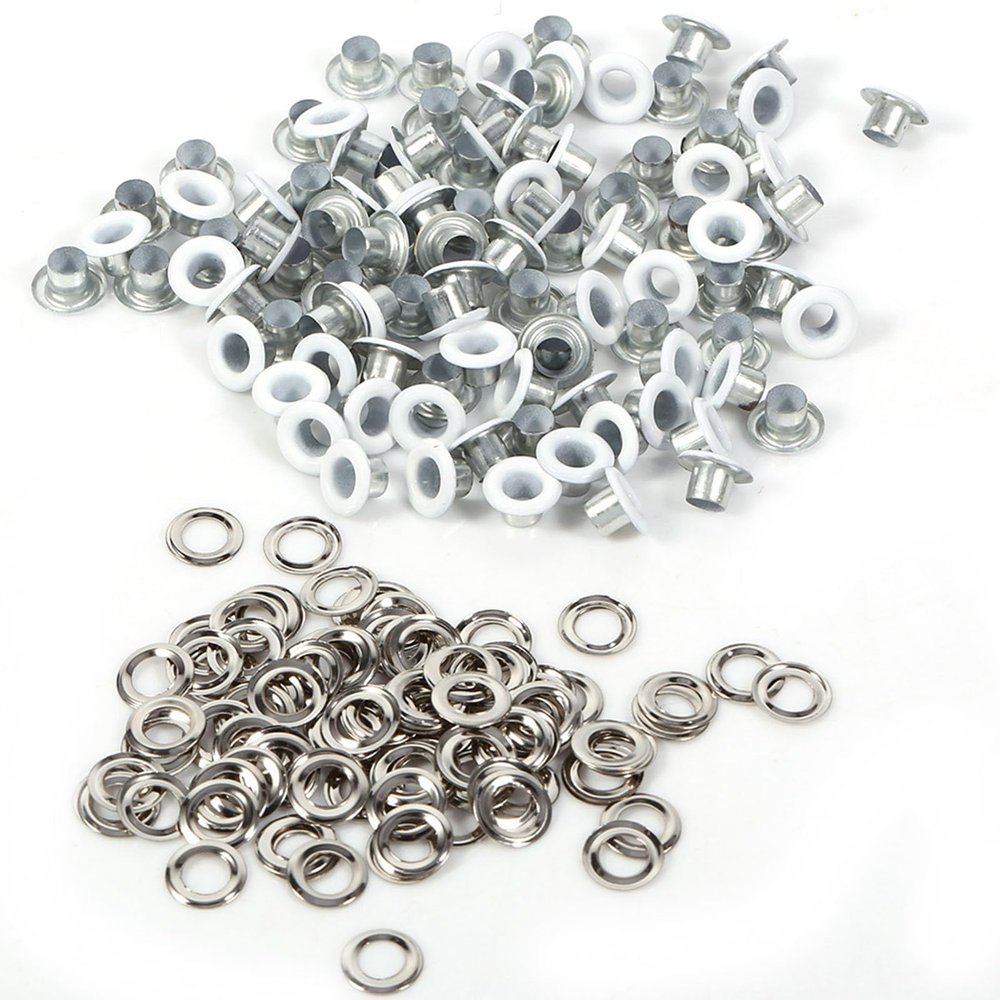 Eujgoov 4 mm Metal Eyelets and Washers Kit, White