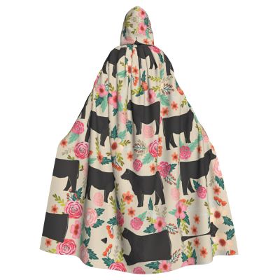 RRhgipp Pink Floral Hooded Cape, Long Reaper, Vampire, Witch and Wizard Costume, 147.3 cm