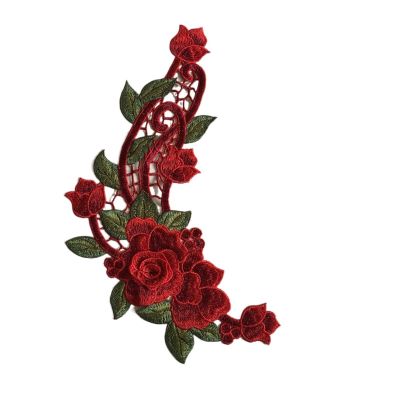 Lace Appliqué Stickers, Embroidered 3D Flowers, Hollow Lace Collar Decoration, DIY Sewing Accessory, Multicolor, 5 Pieces (Style 1, 1 Piece)