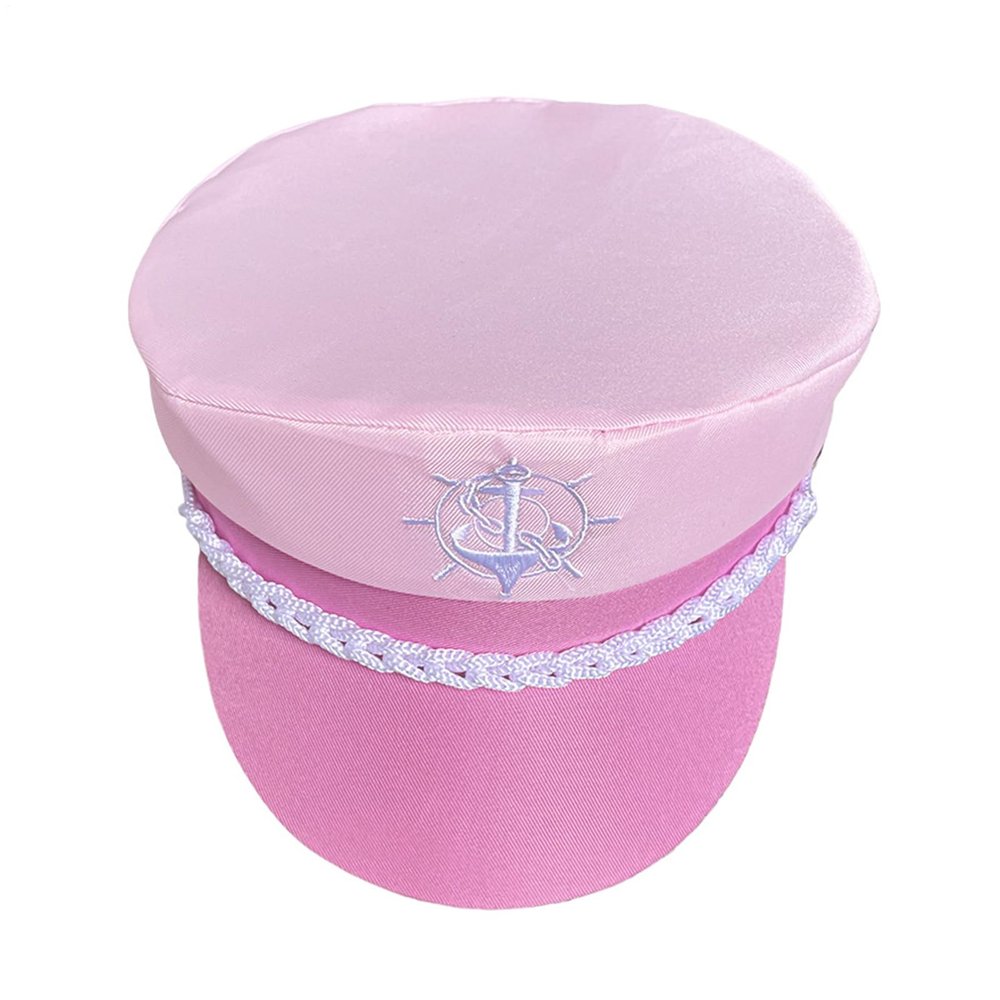 Women's Pink Yacht Captain Hat, Adjustable Sailor Costume Accessory