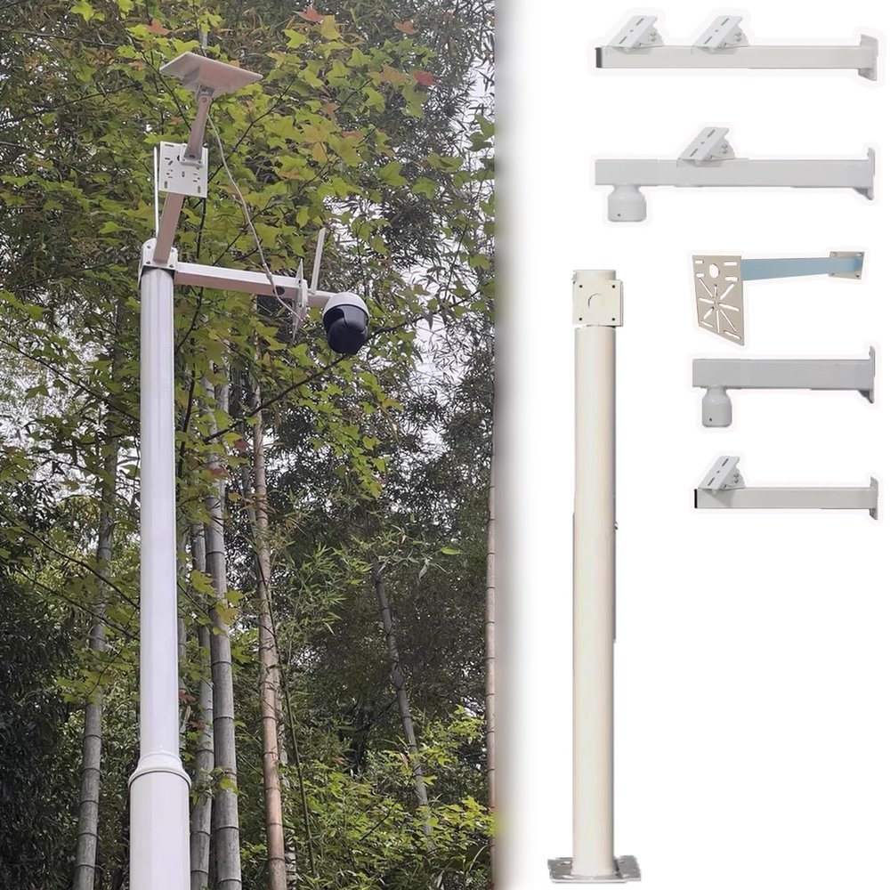 Security Camera Pole Extender and Tripod Mount, White Commercial CCTV Pole, 1.5 m (4.9 ft)