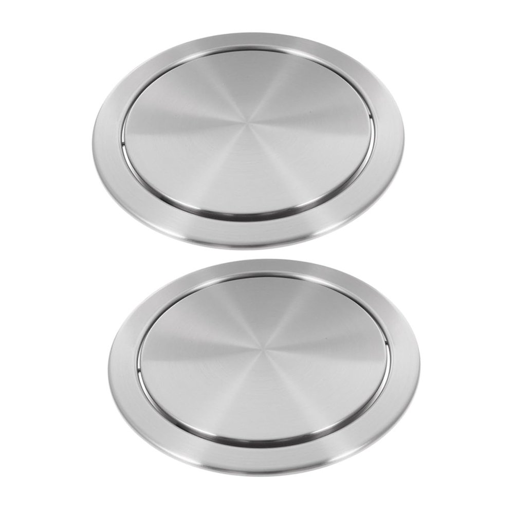 Sosoport 2-Pack Stainless Steel Round Recessed Swing Lids for Trash Bins