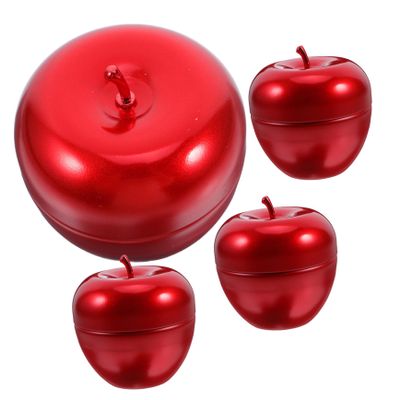 Beatifufu Apple-Shaped Tin Cans, 4-Pack, Red, Versatile for Home