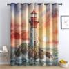 Venivici Lighthouse Blackout Curtains, Nautical Sunset Design, 2-Piece Set view 1